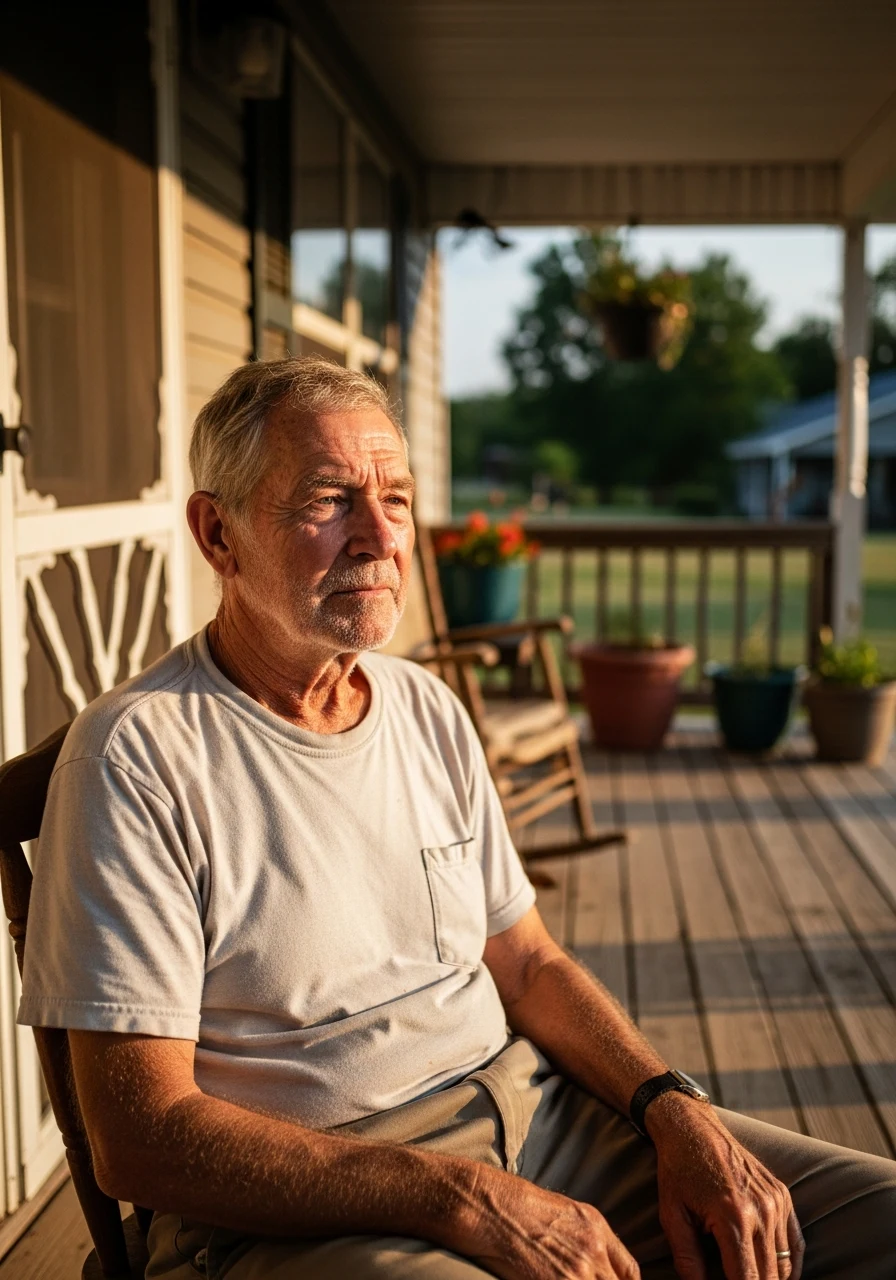 Walter, an everyday American on his front porch